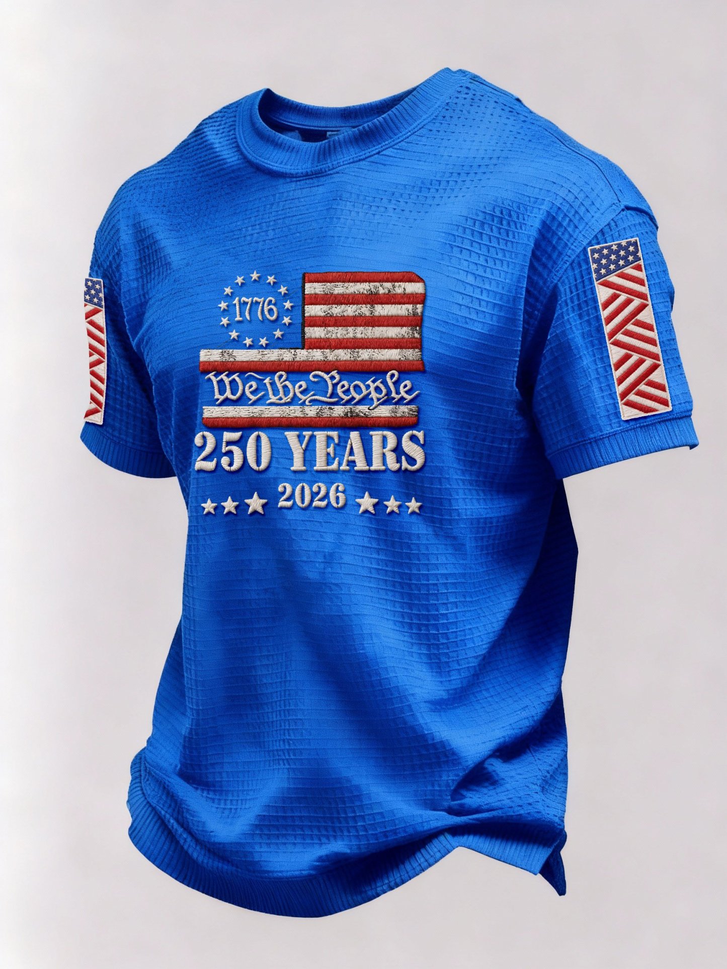 🎖️Men’s America 250th Anniversary Graphic Waffle Knit Short Sleeve Crewneck T-Shirt