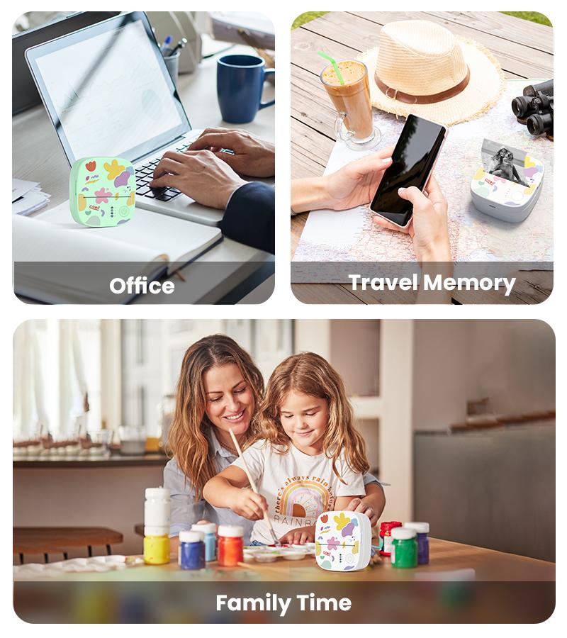 Top  Gift 2025  XenGro Mini Portable Sticker Printer, Mini Thermal Printer with 3 Rolls Paper, Bluetooth Inkless Printpods