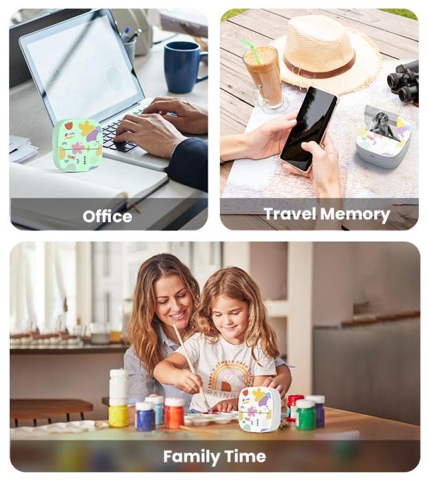 Top  Gift 2025  XenGro Mini Portable Sticker Printer, Mini Thermal Printer with 3 Rolls Paper, Bluetooth Inkless Printpods
