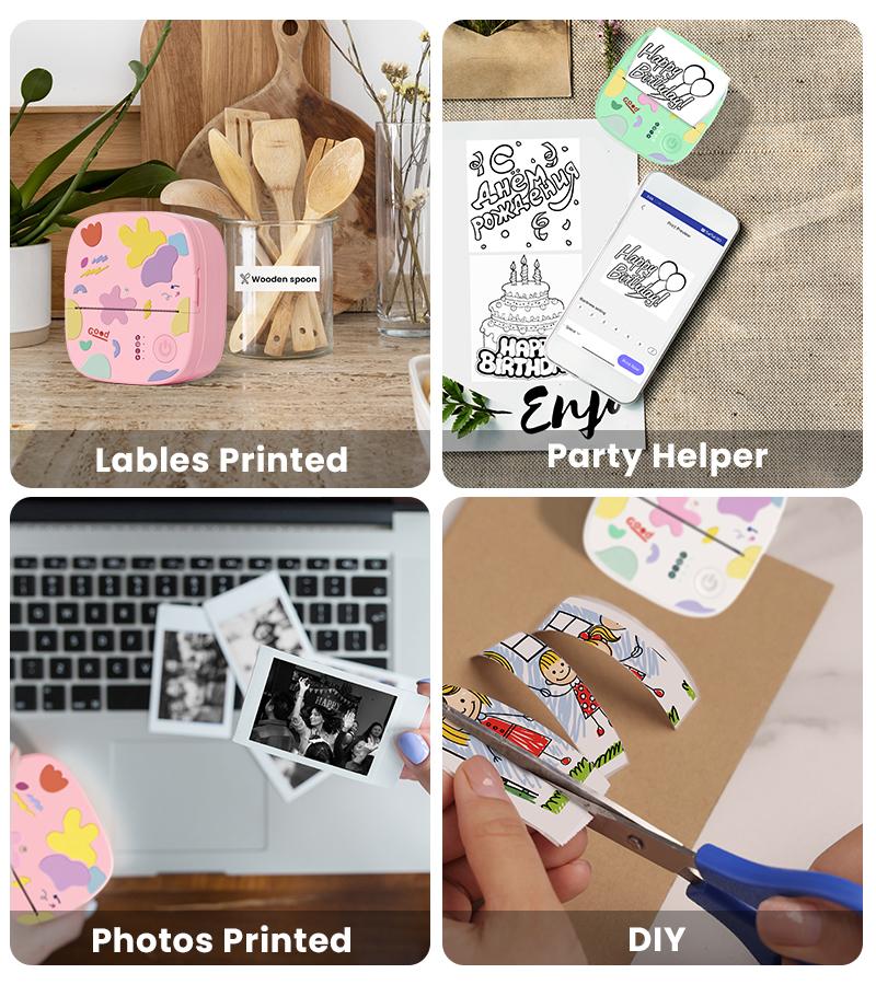 [Holiday Haul] XenGro Mini Sticker Bluetooth Printer included 4 Roll label Thermal Pocket Printer,Inkless Portable Printer for Study Notes,Gifts,Photos, Memos,Lists,Journals Printing Machine Sticky Label,Christmas Birthday Gifts for Girls Boys