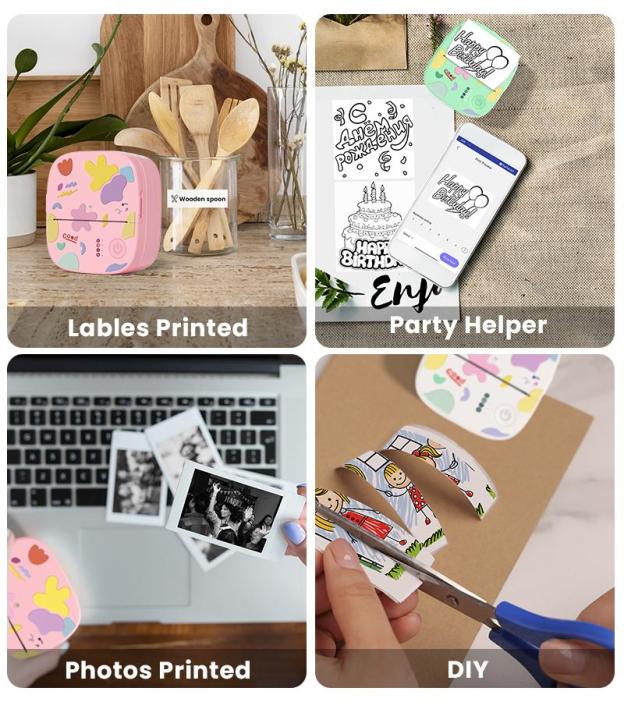 Top  Gift 2025  XenGro Mini Portable Sticker Printer, Mini Thermal Printer with 3 Rolls Paper, Bluetooth Inkless Printpods