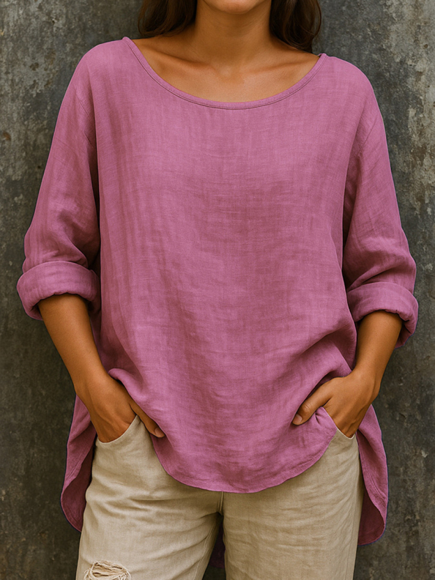 Women's Simple Solid Color Linen Shirt
