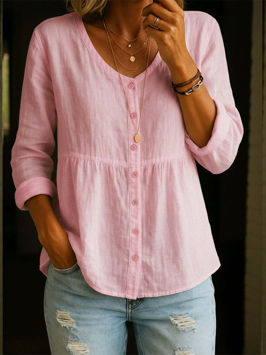 Women's Linen And Cotton Shirt