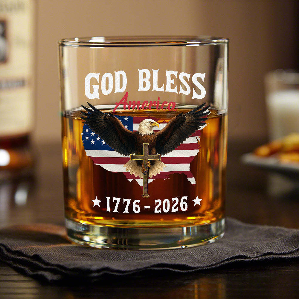 Patriotic 250th Anniversary God Bless America Eagle 1776–2026 Whiskey 
