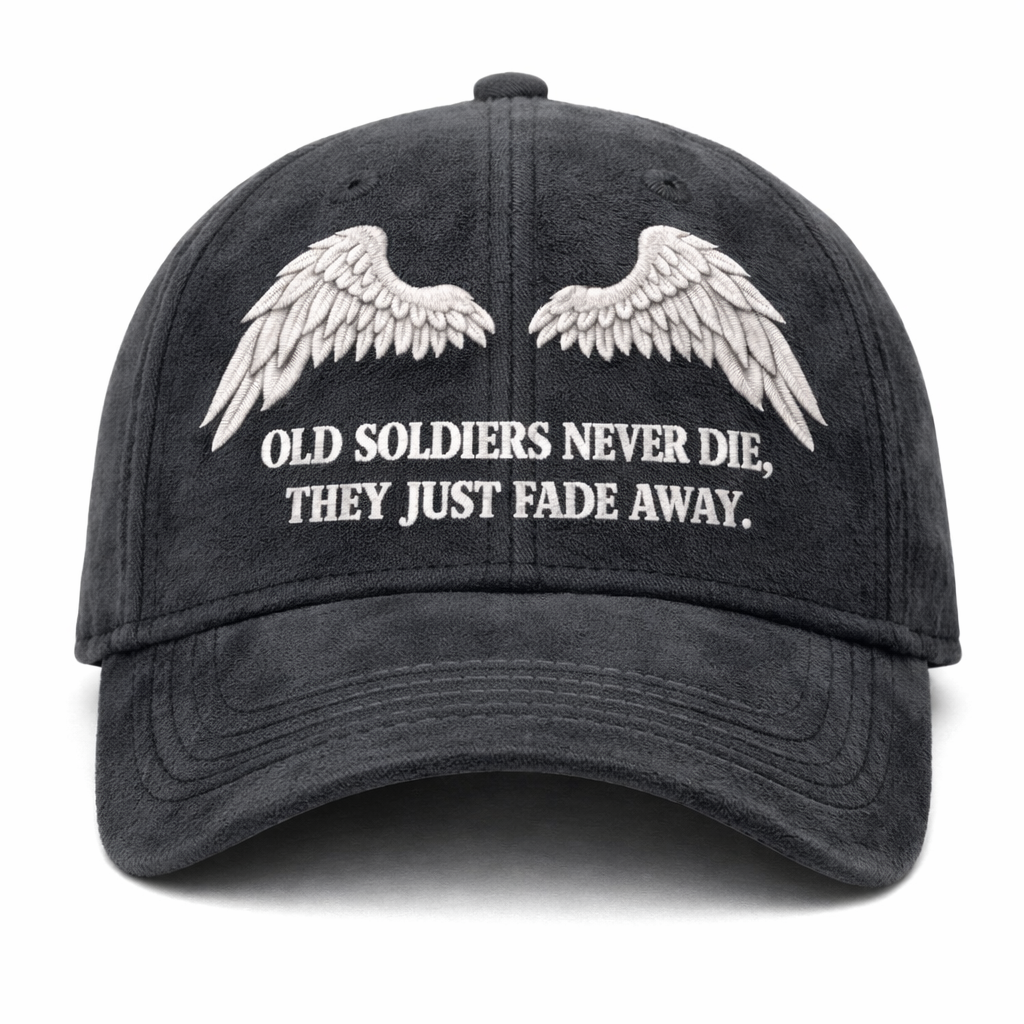 🌟 Old Soldiers Never Die Cap 🇺🇸 | Commemorative Veteran Hat with Angel Wings & Liberty Bell 🕊️🔔