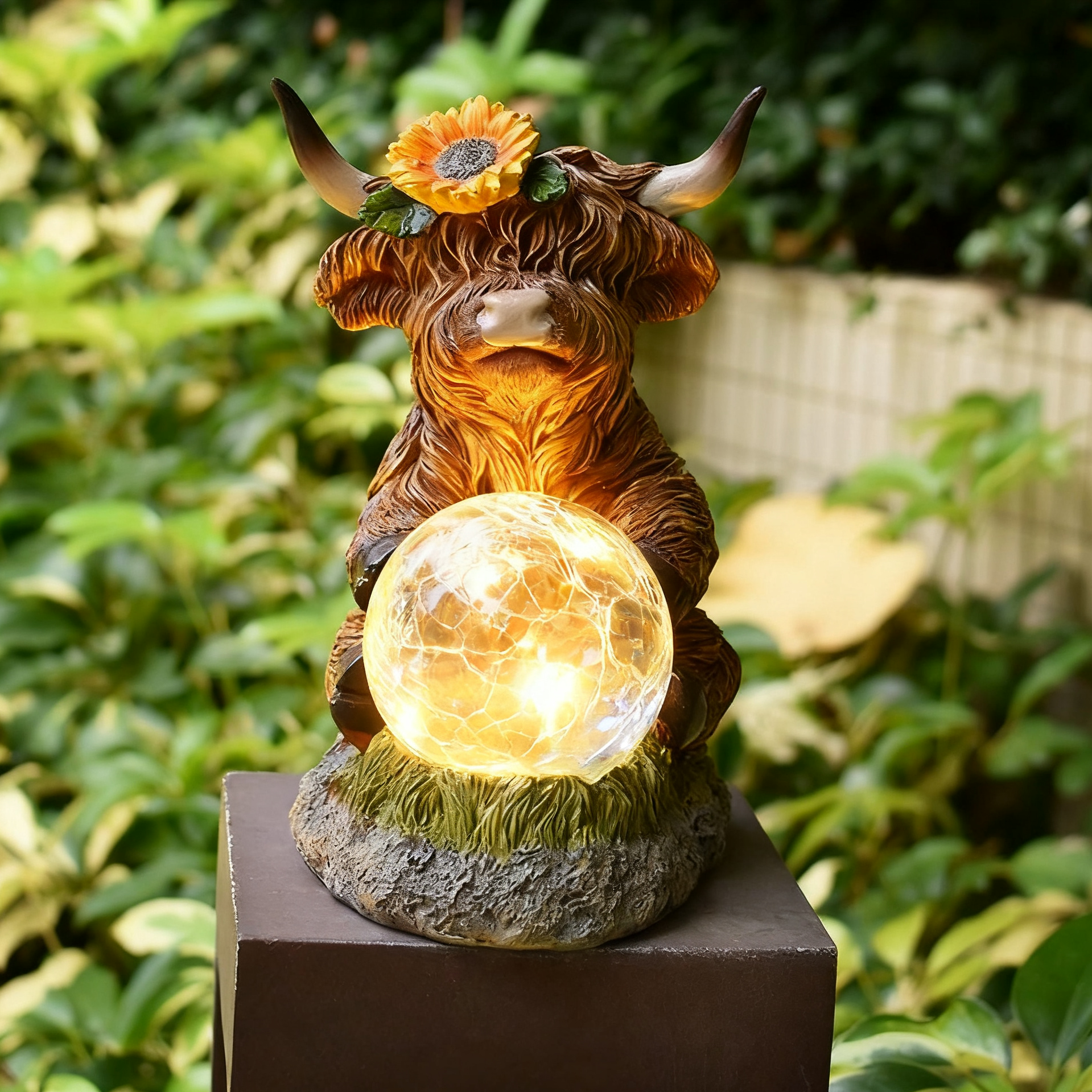 Solar Highland Cow Outdoor Statue with Lantern💡🐮