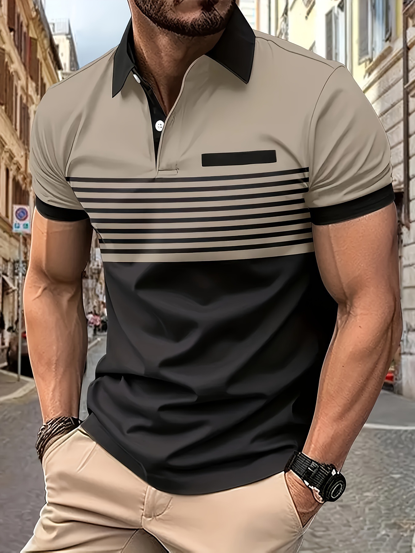 2026 New in-Men's button-down short-sleeved polo shirt