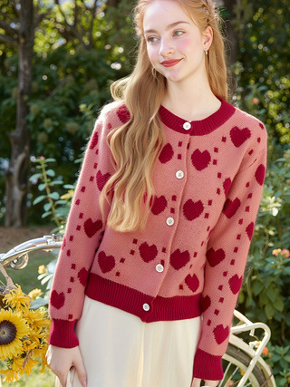 Valentine's Day 3D Heart Knit Cardigan
