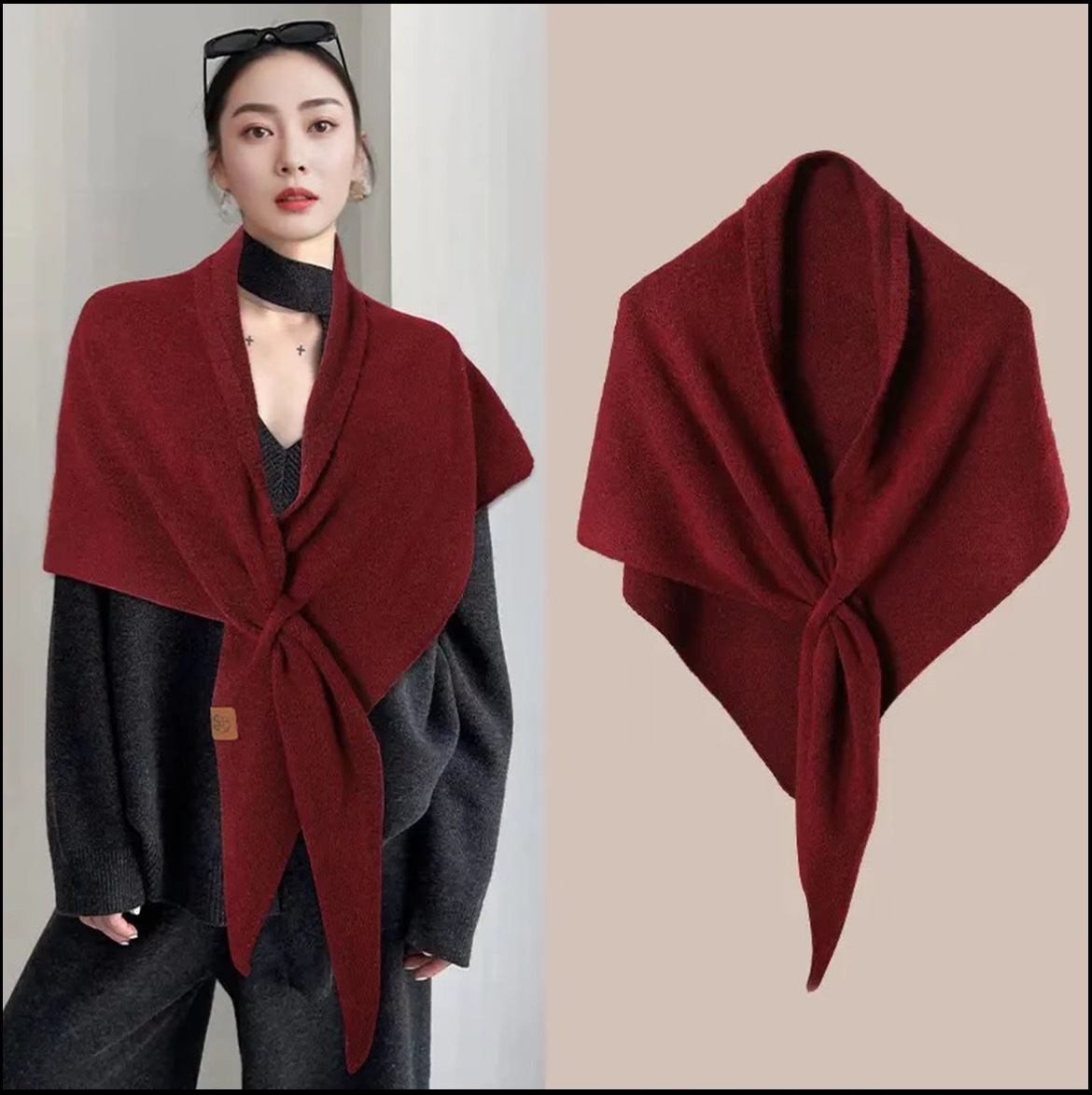 Handmade Cream Wool Blend Shawl: Elegant Winter Poncho Cape