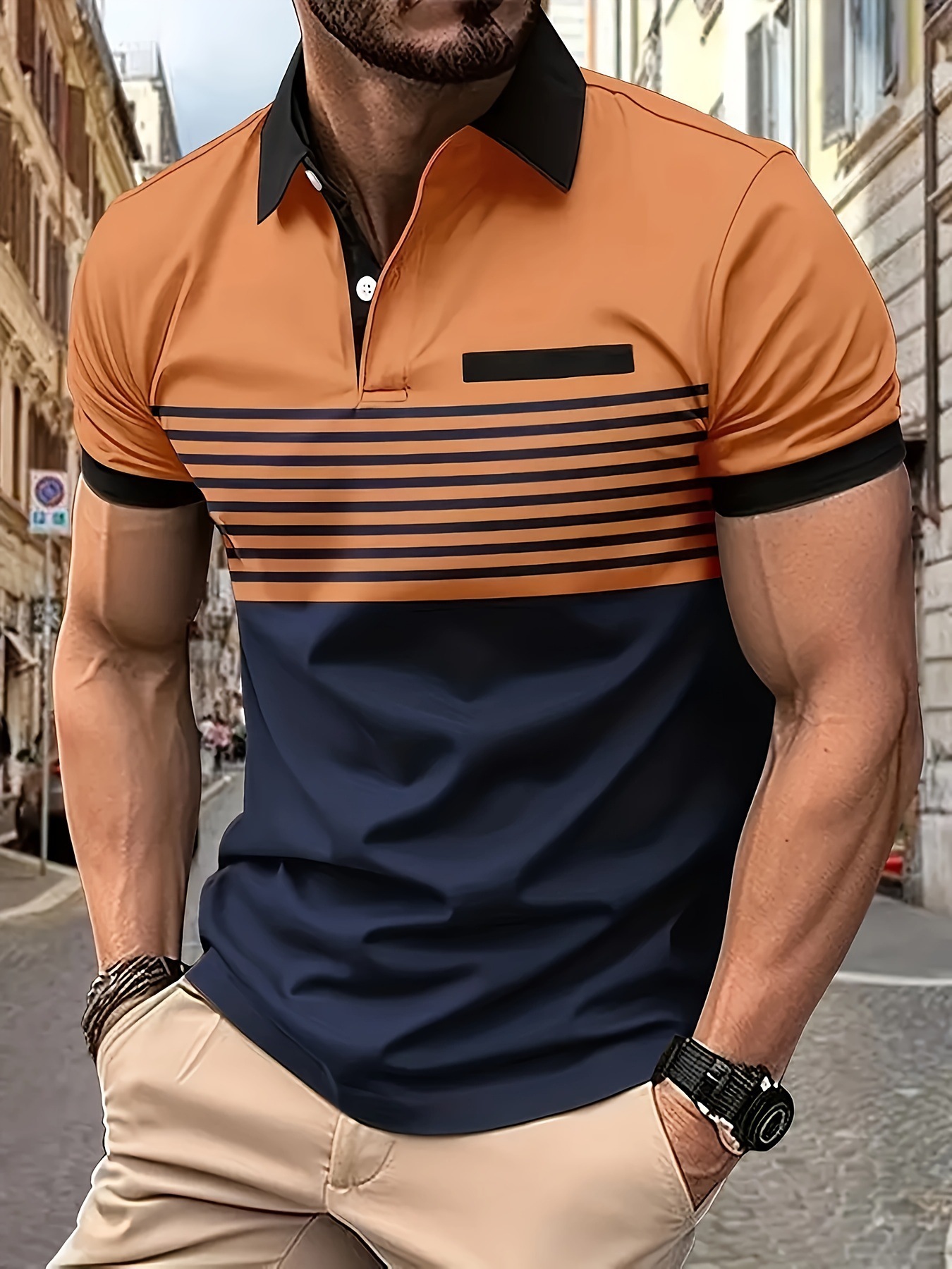 2026 New in-Men's button-down short-sleeved polo shirt