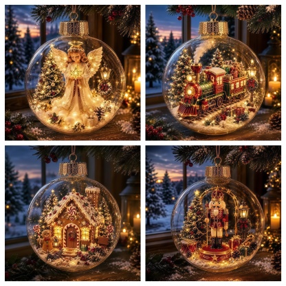 🎄Glowing Christmas Diorama Ornament – A Tiny Winter World in the Palm of Your Hand👼