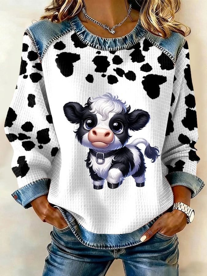 CLEARANCE SALE🔥 Adorable Dog Print Denim Patch Hoodie, Casual and Stylish