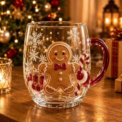 🎄✨ 3D Christmas Glass Art Cup | Luxury Raised Holiday Glassware for Drinks, Decor & Christmas Gifts 🎁