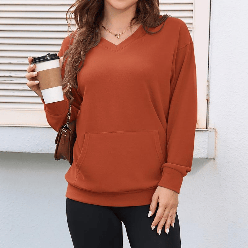 💥Women's Hatless V-Neck Hoodie with Pockets