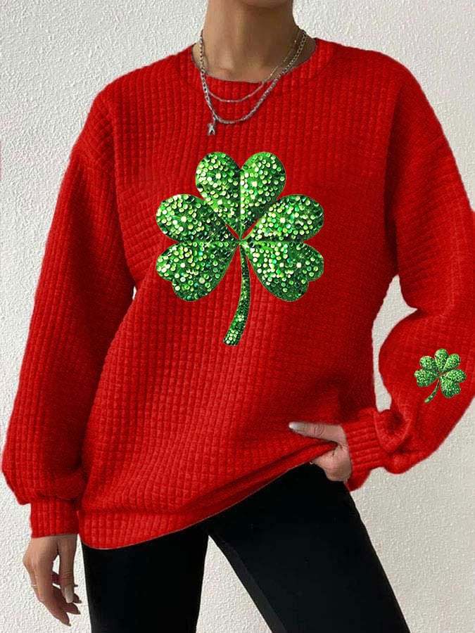 Women's St. Patrick's Day Printed Crew Neck Sweatshirt
