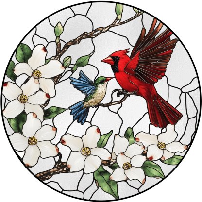 Cardinal&Hummingbird Stained Glass Suncatcher Window Hangings-Memorial Gift