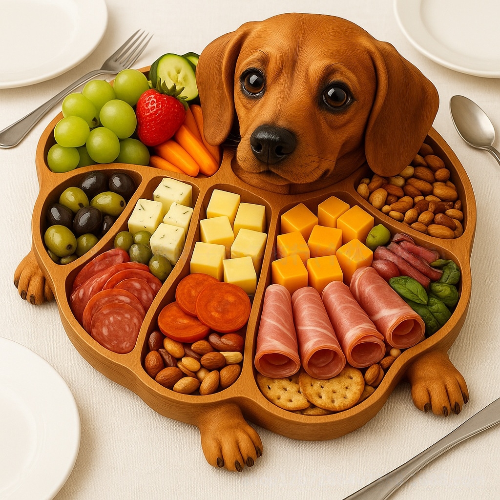 🐶Dog-themed cooked food platter made of wood, wooden dog-shaped tray