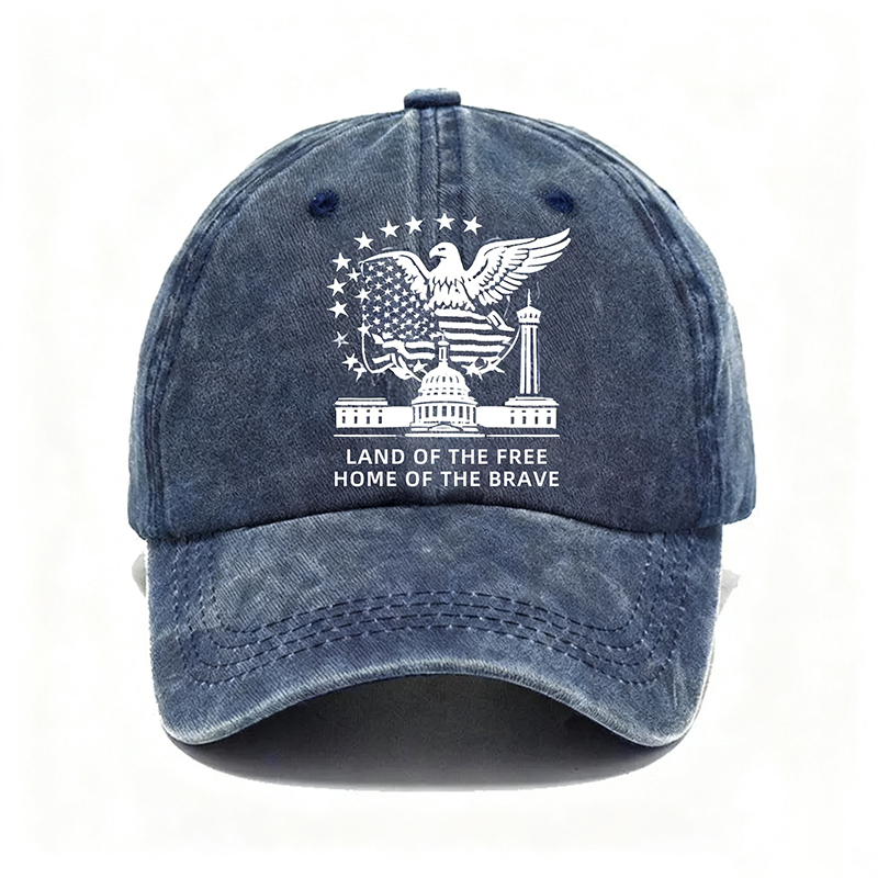 Vintage Patriotic Eagle Denim Cap – “Land of the Free, Home of the Brave”