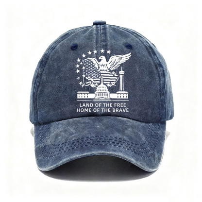 Vintage Patriotic Eagle Denim Cap – “Land of the Free, Home of the Brave”