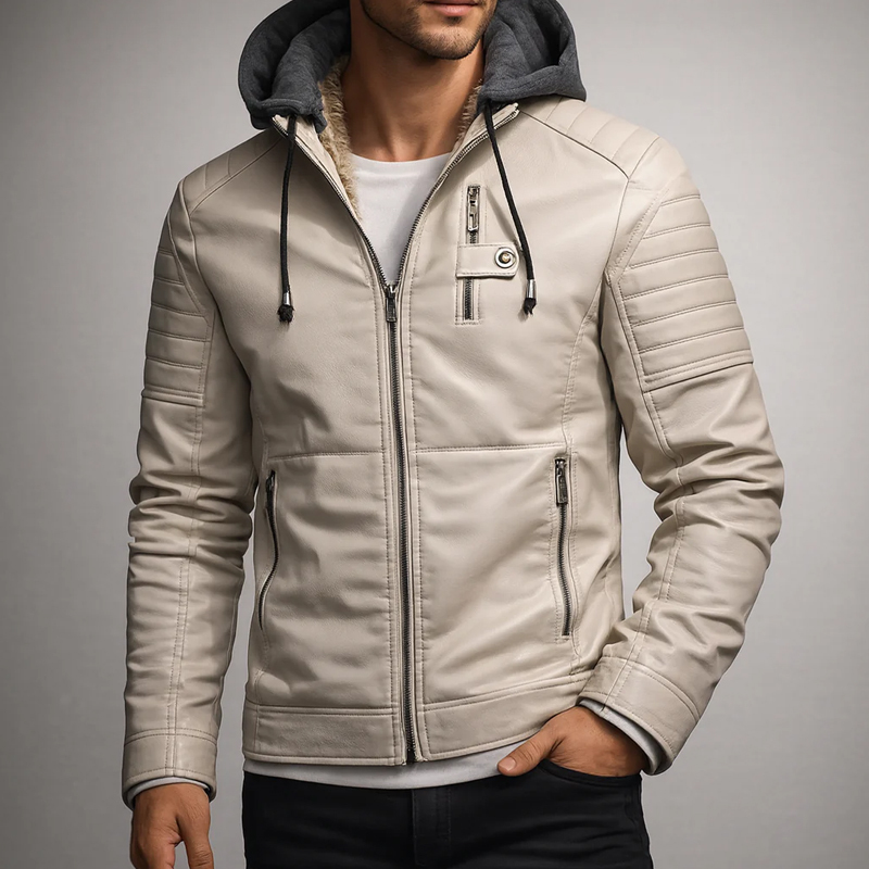 FREE SHIPPING - Rexton Hooded Leather Jacket - FREE SHIPPING