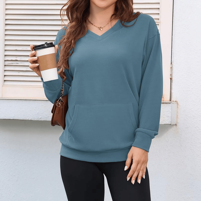 💥Women's Hatless V-Neck Hoodie with Pockets
