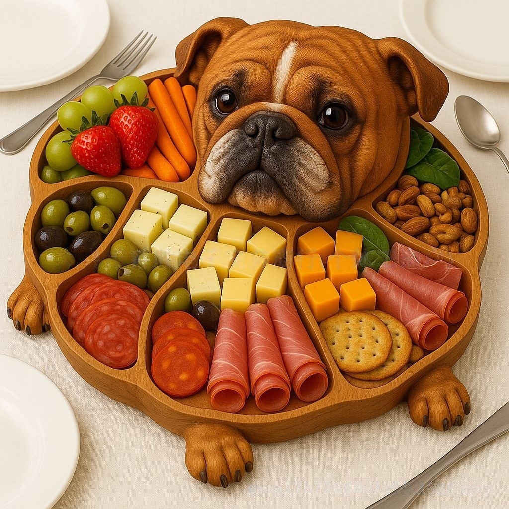 🐶Dog-themed cooked food platter made of wood, wooden dog-shaped tray
