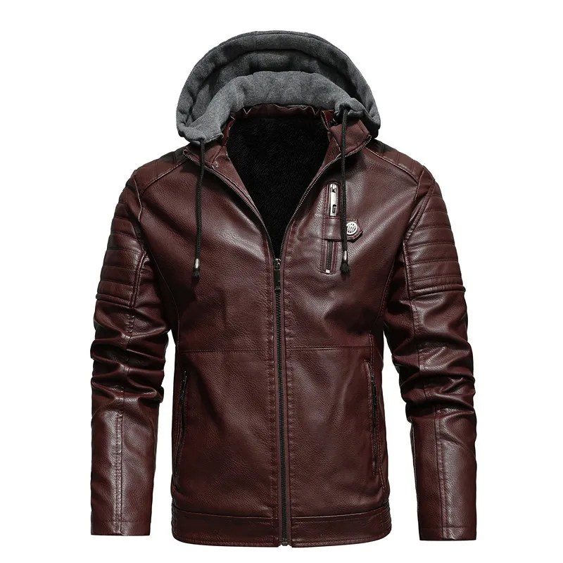 FREE SHIPPING - Rexton Hooded Leather Jacket - FREE SHIPPING