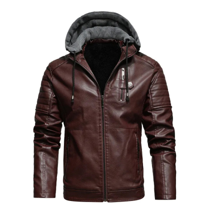 FREE SHIPPING - Rexton Hooded Leather Jacket - FREE SHIPPING