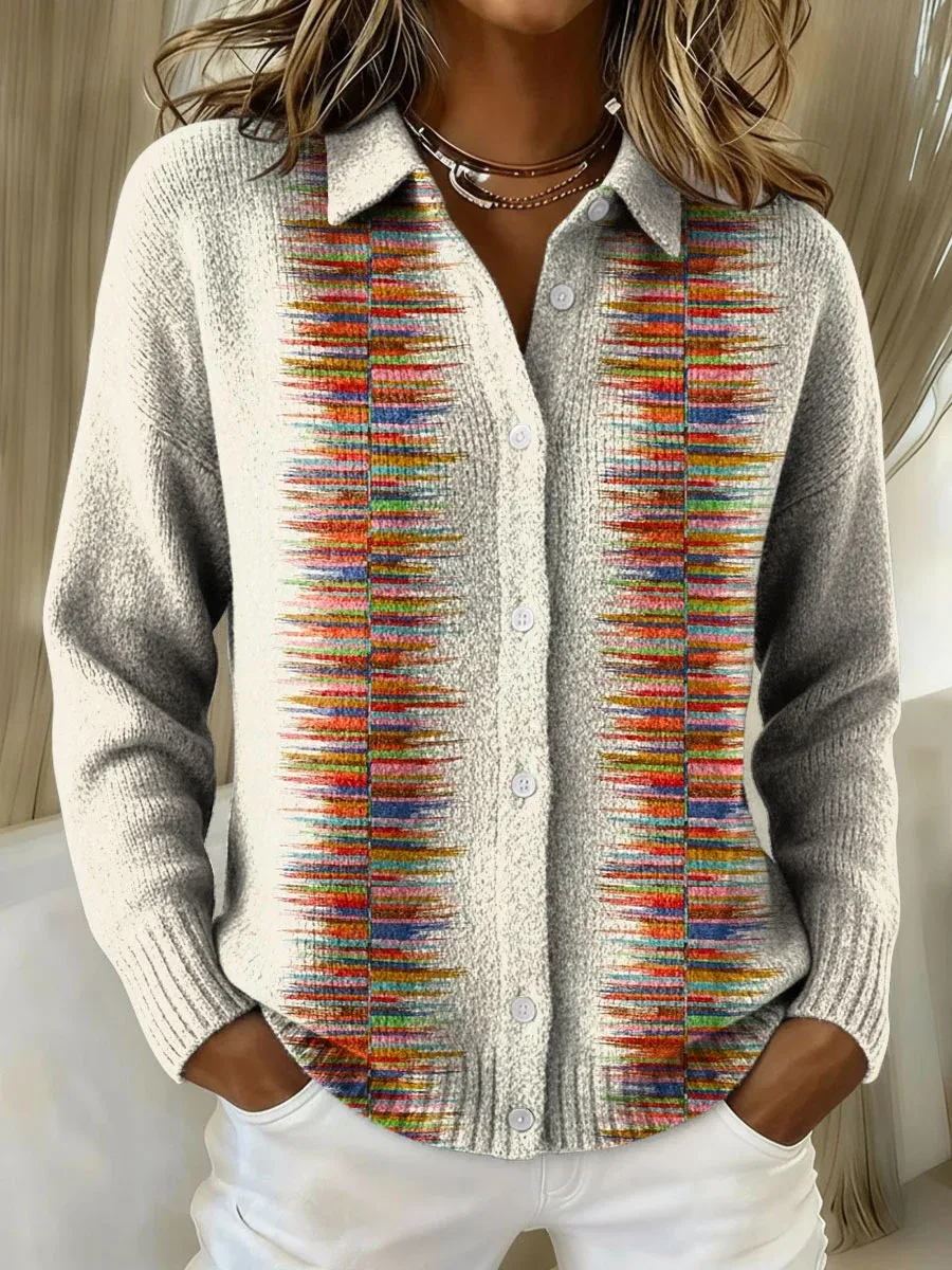 Women's Plaid Print Casual Cotton Buttoned Cardigan Sweater