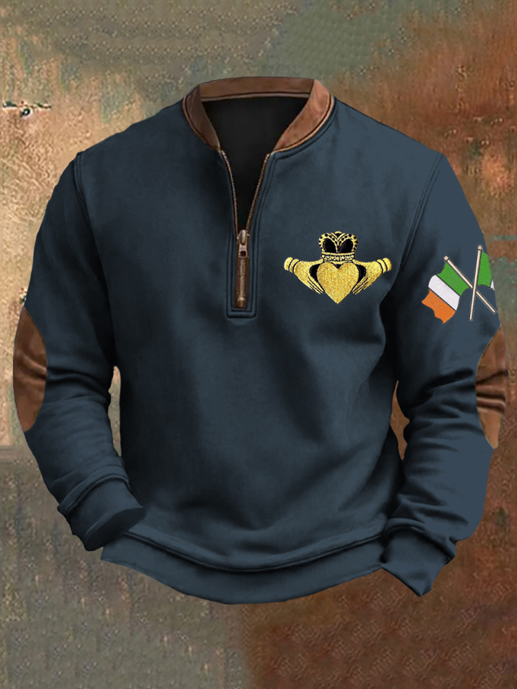 Irish Claddagh Love Loyalty Men's Half Zip Sweatshirt
