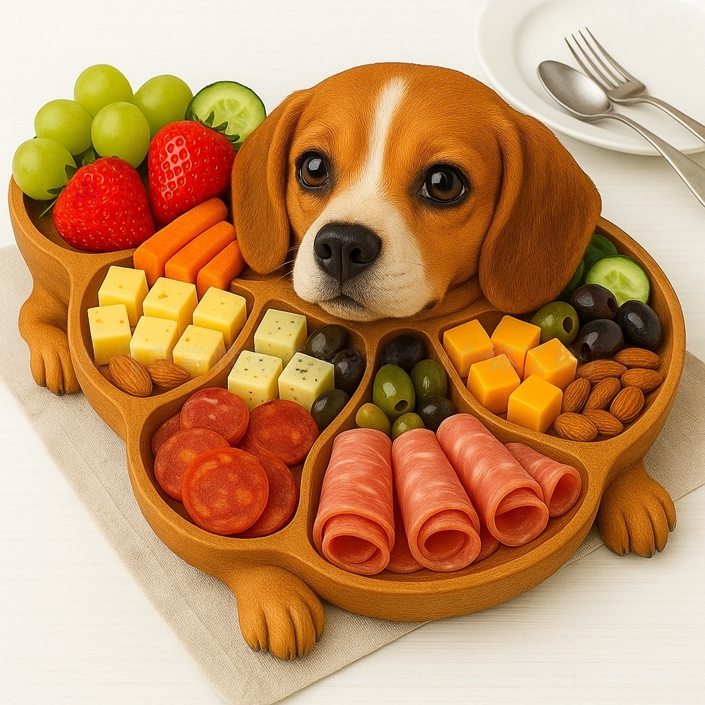 🐶Dog-themed cooked food platter made of wood, wooden dog-shaped tray