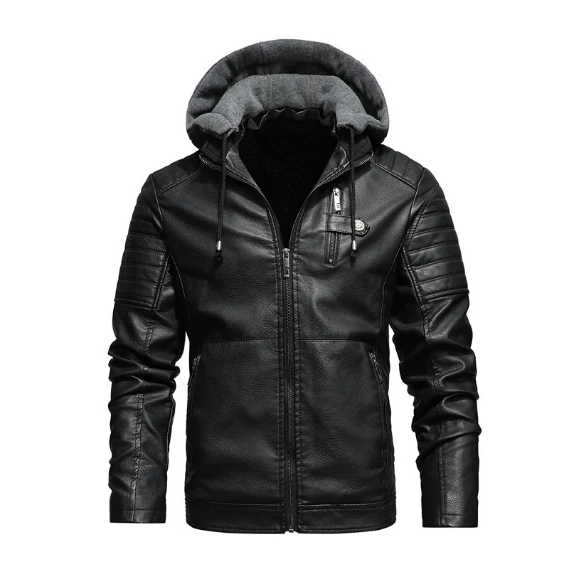 FREE SHIPPING - Rexton Hooded Leather Jacket - FREE SHIPPING