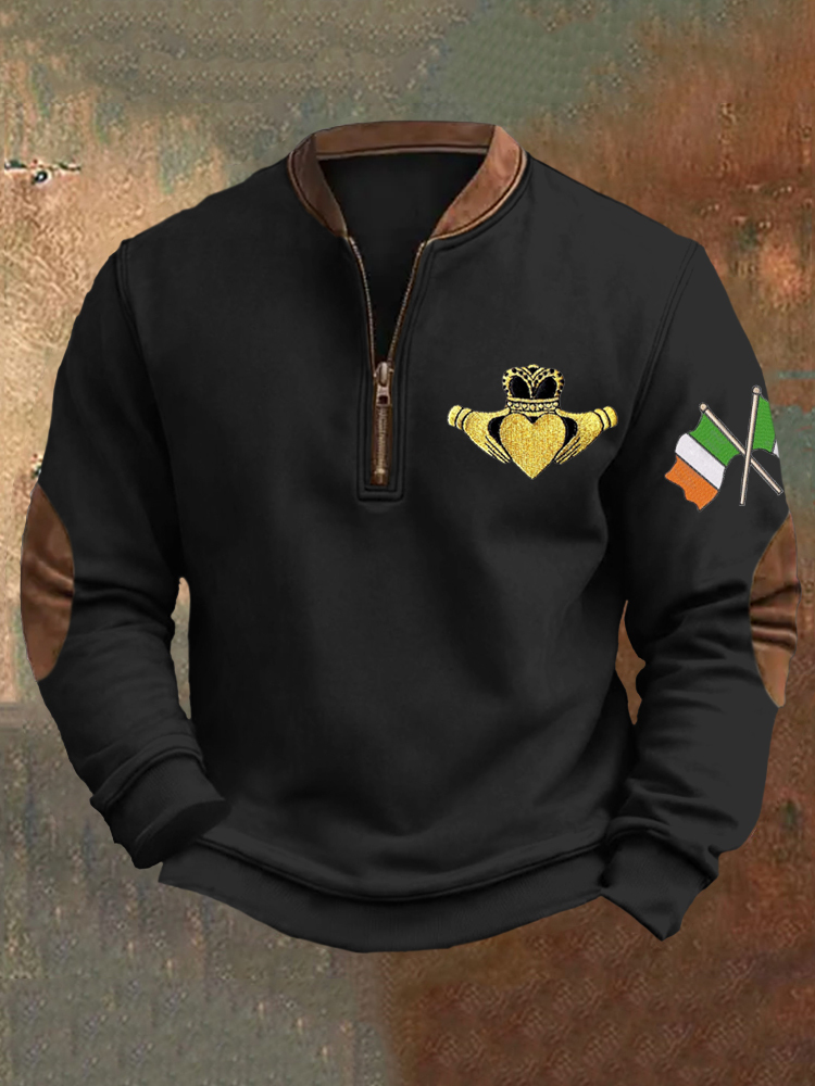 Irish Claddagh Love Loyalty Men's Half Zip Sweatshirt