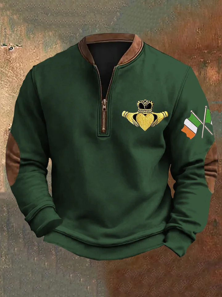 [Copy]Irish Claddagh Love Loyalty Men's Half Zip Sweatshirt