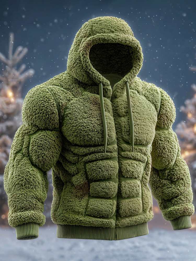 💪Muscle Fleece Hoodie – 3D Plush Power Jacket