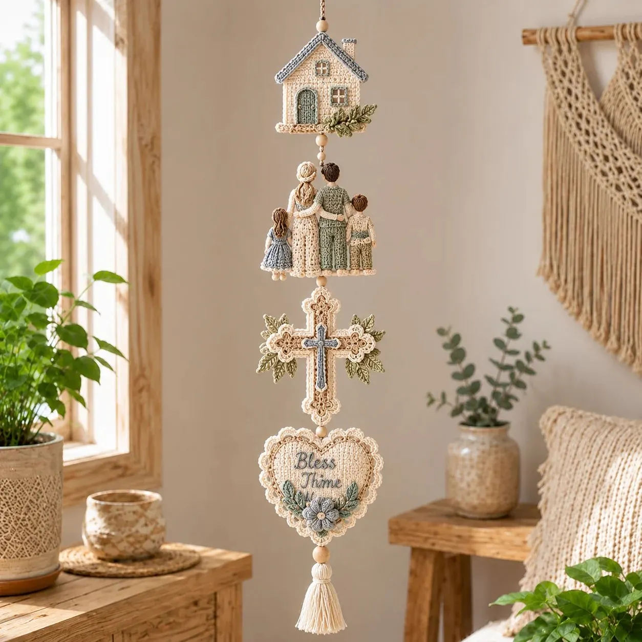 ✝️Blessed Faith Hanging Cascade – Finished Ornament or DIY Crochet Kit