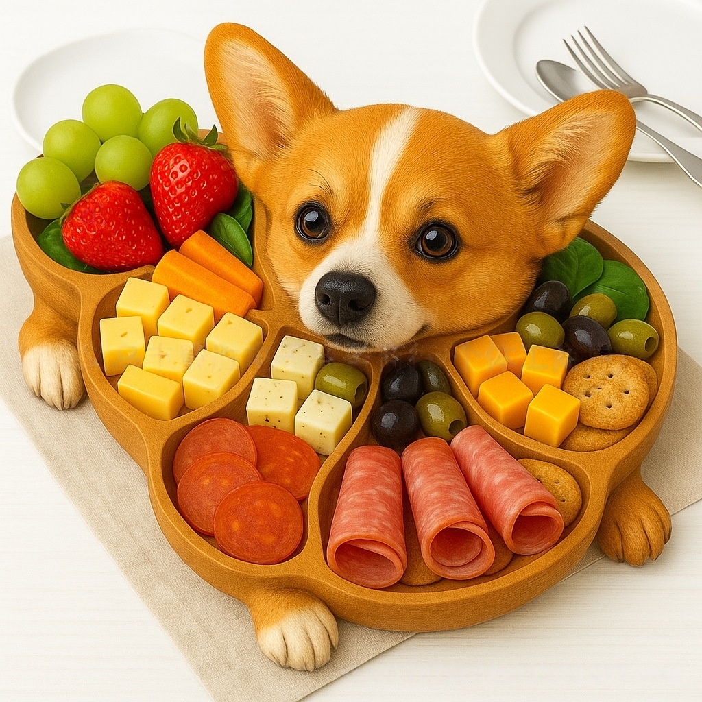 🐶Dog-themed cooked food platter made of wood, wooden dog-shaped tray