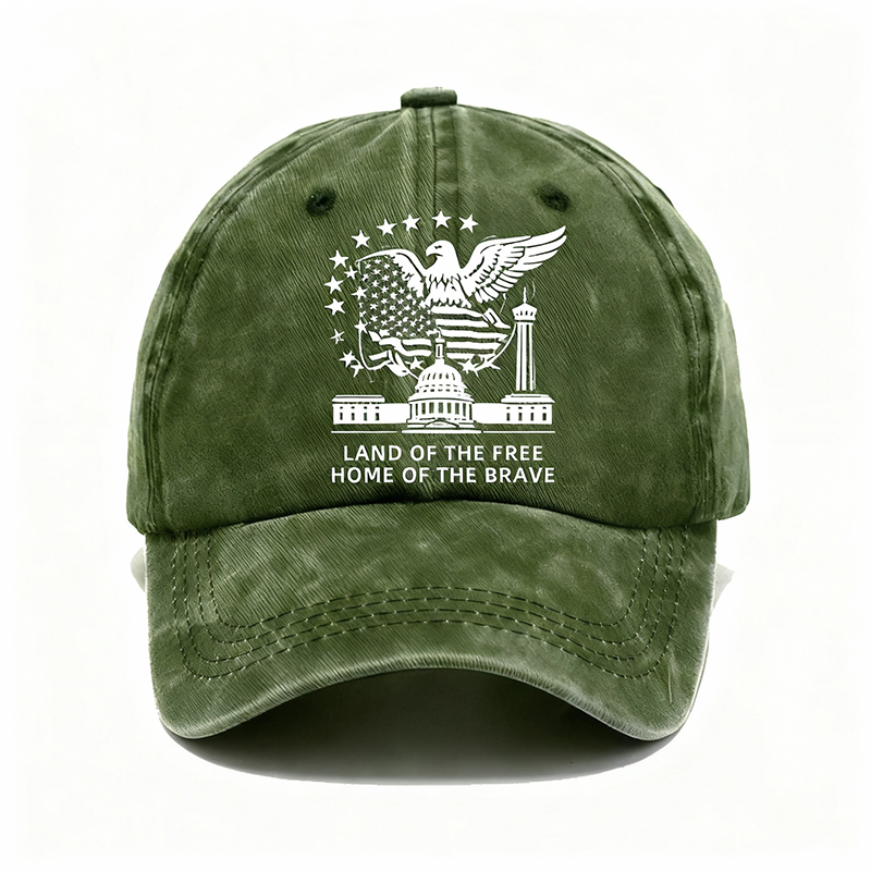 Vintage Patriotic Eagle Denim Cap – “Land of the Free, Home of the Brave”