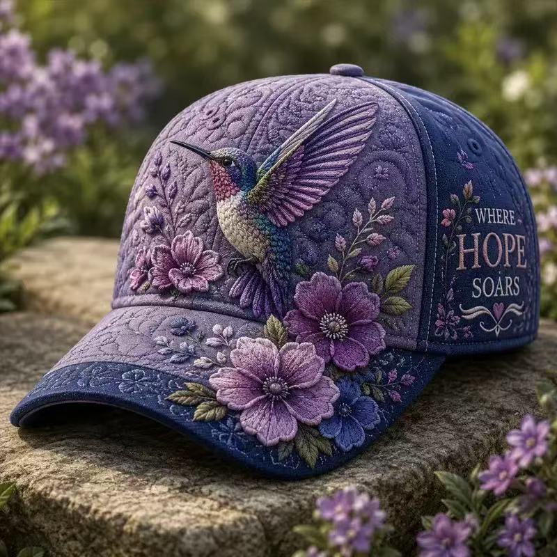 hummingbird baseball cap, sun-protective duckbill cap for spring and summer, ethnic style, versatile and fashionable.
