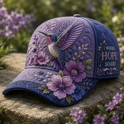 hummingbird baseball cap, sun-protective duckbill cap for spring and summer, ethnic style, versatile and fashionable.
