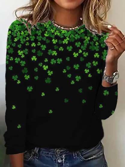 Women's St. Patrick's Day Print Round Neck T-Shirt