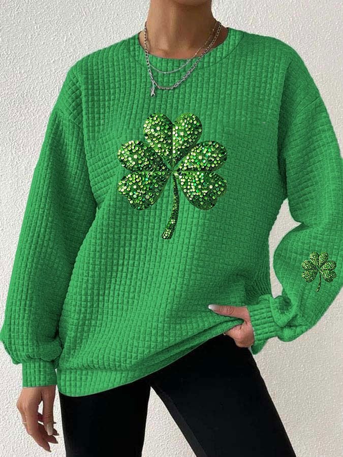 Women's St. Patrick's Day Printed Crew Neck Sweatshirt