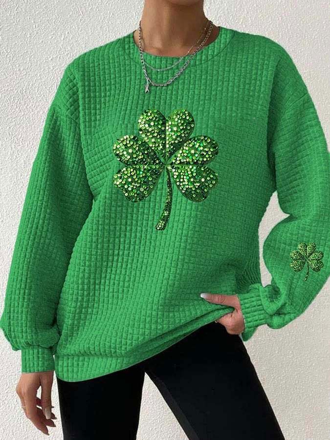 Women's St. Patrick's Day Printed Crew Neck Sweatshirt