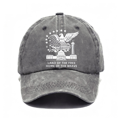 Vintage Patriotic Eagle Denim Cap – “Land of the Free, Home of the Brave”