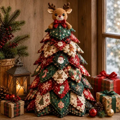 DIY Quilted Christmas Tree Kit – Handmade Fabric Holiday Tabletop Tree Decor