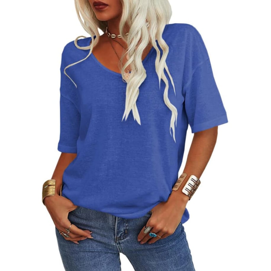 Women's Solid Color V-Neck T-shirt