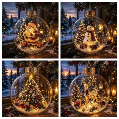 🎄Glowing Christmas Diorama Ornament – A Tiny Winter World in the Palm of Your Hand👼