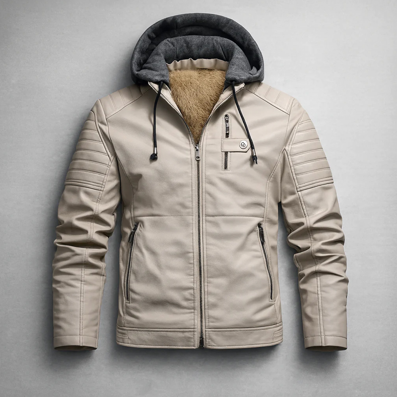 FREE SHIPPING - Rexton Hooded Leather Jacket - FREE SHIPPING