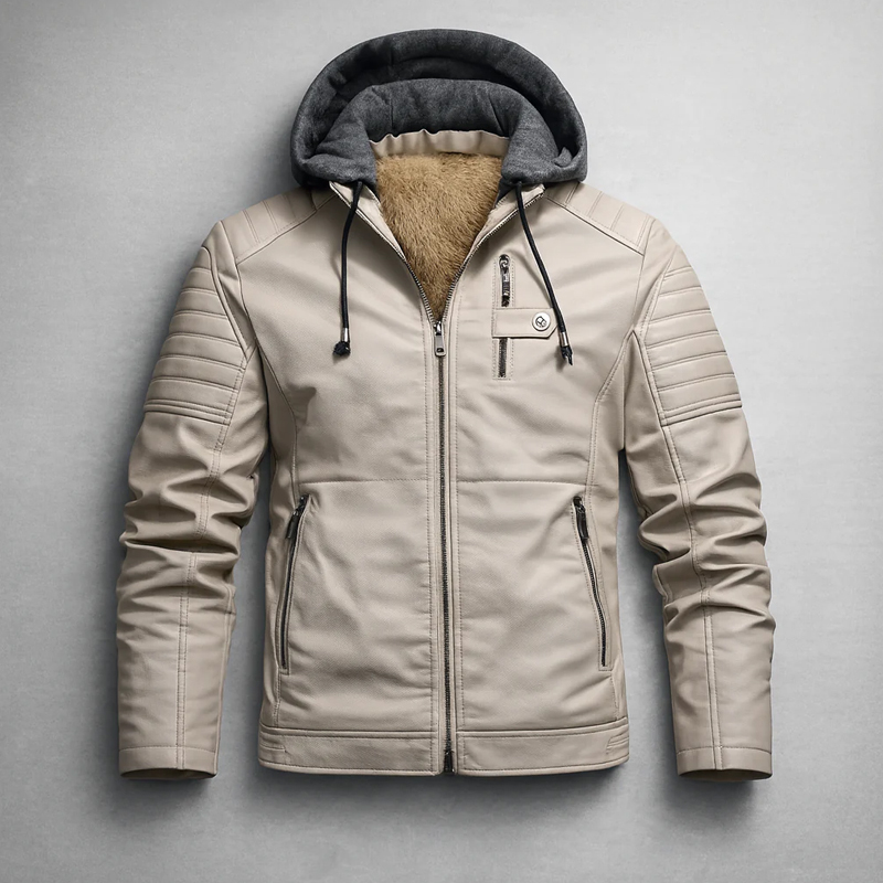 FREE SHIPPING - Rexton Hooded Leather Jacket - FREE SHIPPING