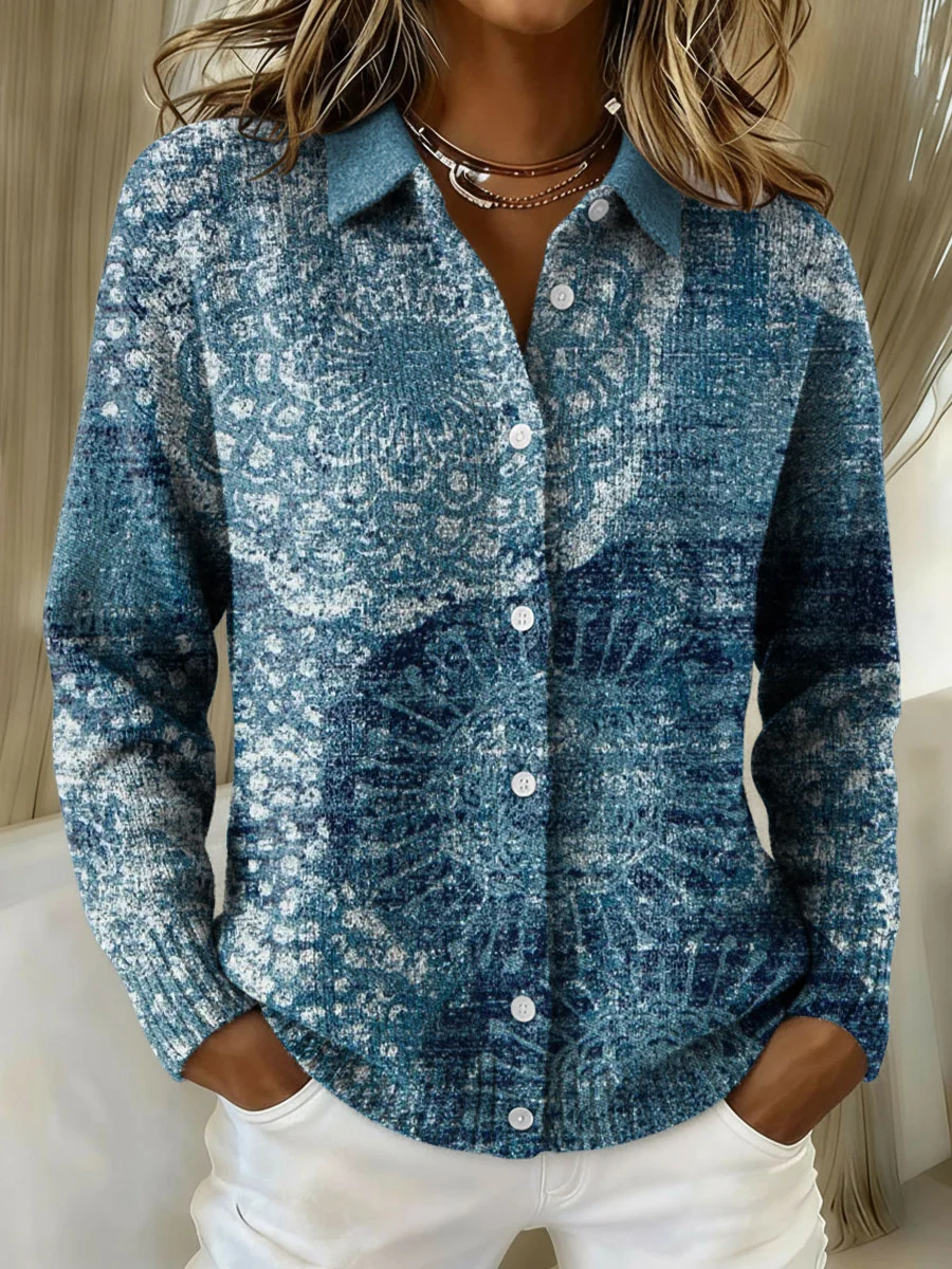 Women's Plaid Print Casual Cotton Buttoned Cardigan Sweater